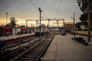 Amritsar, India, June 03 2024 - Amritsar railway station platform during morning time, Amritsar Railway station at Amritsar, Punjab railway station photo