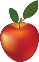 High Resolution Red Apple Illustration with Leaves Fresh Fruit vector