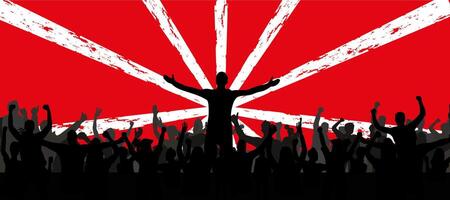 Protest crowd holding up placard style isolated on white background vector