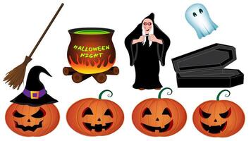 Collection of isolated Halloween icons for use in artwork and decoration. vector