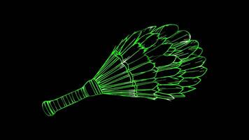 Neon frame effect, Badminton Shuttlecock A feathered shuttlecock on black background video