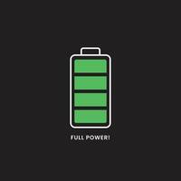 Battery indicator icon mascot symbol illustration. Full power source for electronic and others vector