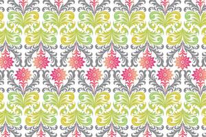 Natural Boho Floral Seamless Pattern with Pink Rose and Daisy Motifs Featuring Botanical Watercolor Elements for Textile and Fashion Design Elegant Ethnic Inspired Flower Pattern with Green Leaves vector
