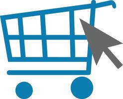 A shopping cart with a mouse cursor pointing to it vector