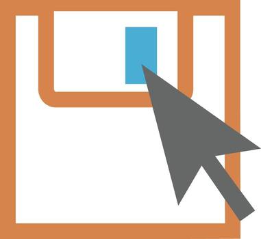 A floppy disk icon with a mouse cursor vector