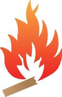 A fire with a stick in it vector