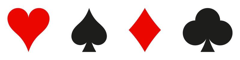A set of four spades with red and black hearts vector