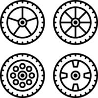 Four wheels with different sizes and shapes vector