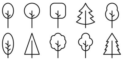A set of trees in different shapes and sizes vector