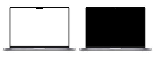 Two laptops with black screens on a white background vector