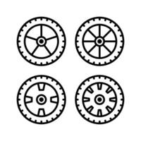 Four wheels with different sizes and shapes vector