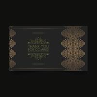 Dark gold thank you wedding card vector