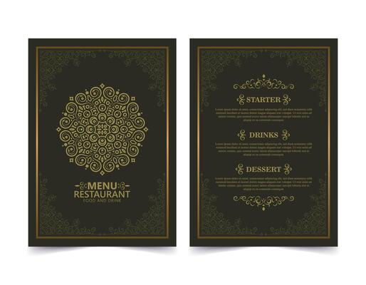 Menu Layout with Ornamental mandala Elements