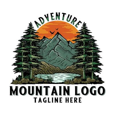 Mountain and nature logo. the concept of mountain trees and nature, perfect for adventure or nature lovers