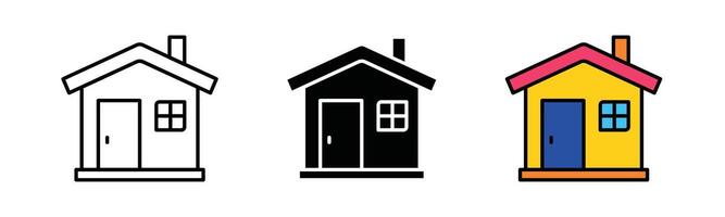 home icon isolated on white background, outline and fill in black, coloured icon vector