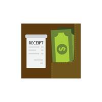 Leather folder for cash, coins and cashier check. Thanks for the service in the restaurant. vector