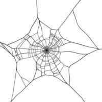 Round black Spiderweb illustration on Transparent Background, hand drawn Minimalism Design for Halloween themed projects, Horror elements, or Decorative use vector