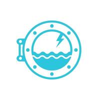 Storm, trough a ship window icon. Isolated on white background. From blue icon set vector