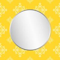 Mirror with silver frame on yellow floral background vector