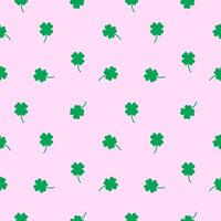 Lucky Four leaf green clovers seamless pattern, background texture vector