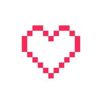 Valentine pixelated red heart icon. Isolated on white background. vector