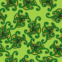 Doodle curls seamless pattern with wavy elements, yellow-green curls on a light green background vector