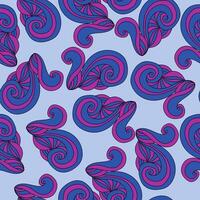 Seamless pattern of swirling tangles with spiral curls, blue-violet motifs on a gentle blue background vector