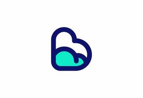 Logo B cloud database, networking and technology concept vector