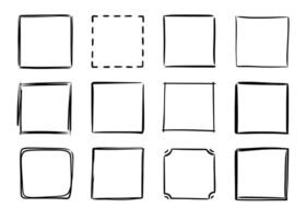 Hand drawn sketch frame . Simple doodle rectangle pencil frame border shape. Hand drawn doodle scribble border element for text quote template. Pencil brush stroke style. vector