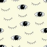 Eye doodle seamless pattern. Hand drawn doodle sketch simple background. Open, wink eyes minimal seamless pattern. Abstract pop beauty background. vector