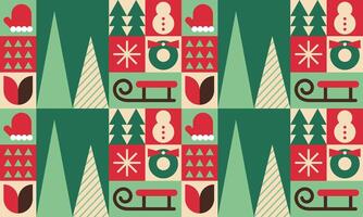 Retro winter geometric ornament Seamless pattern vector