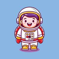 A cartoon space suited astronaut standing with a smile vector