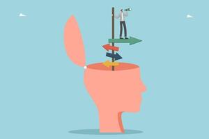 Man stands on pointer in human head vector