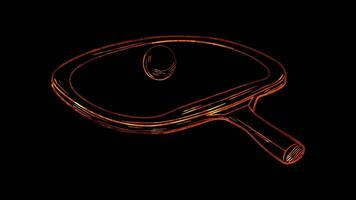 Neon frame effect, Table Tennis Paddle A paddle with a small ball on black background video