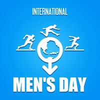 International Men's Day with athletic figures in action, surrounding a globe and a male symbol, symbolizing men's global contributions and achievements. vector