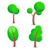 Flat Illustration of Four Green Leaf Trees with Brown Trunks for Nature Designs vector