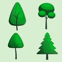 Flat Illustration of Four Green Leaf Trees for Nature Designs vector