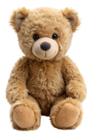Soft teddy bear sitting on a neutral background png