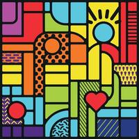 Vivid colors, abstract, pop art style geometric design. vector