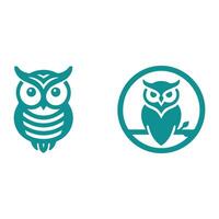 Minimalist owl bird sitting on a tree branch icon vector