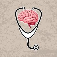 a brain enclosed within a heart shape formed by a stethoscope, brain , stethoscope silhouette vector