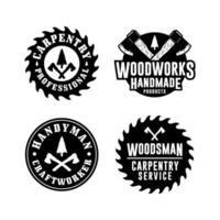 Collection of carpenter work design stamp collection vector