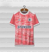 Sports uniform jersey design with red and white background pattern vector