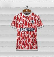 Sports uniform jersey design with red and white color pattern easy for sublimation printing vector