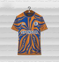 Sports jersey design with blue and orange abstract pattern easy for sublimation printing vector