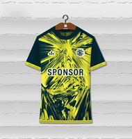 Sports jersey design with abstract pattern background in dark blue and yellow vector