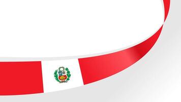 Curved ribbon with flag of Peru on white background with copyspace vector