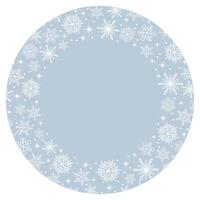 Pastel Blue Frame Illustration With Abstract Snowflakes Pattern And Text Space. vector