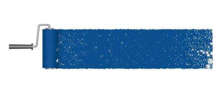 Abstract Blue Grunge Texture Background Illustration With A Paint Roller Isolated On A White Background. vector