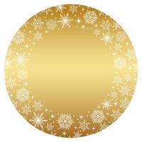 Gold Round Background Illustration With Text Space Decorated With Snowflakes Pattern. vector